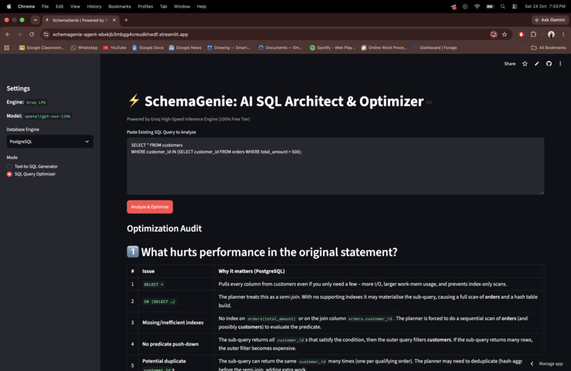 SchemaGenie: AI SQL Architect & Performance Optimizer – screenshot 3