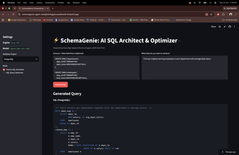 SchemaGenie: AI SQL Architect & Performance Optimizer – screenshot 4