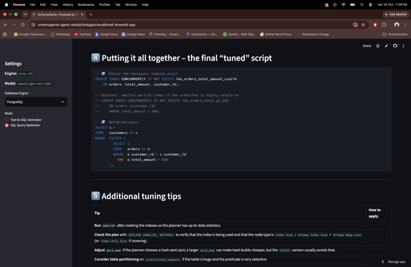 SchemaGenie: AI SQL Architect & Performance Optimizer – screenshot 5
