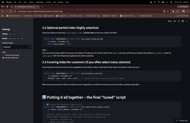 SchemaGenie: AI SQL Architect & Performance Optimizer – screenshot 6