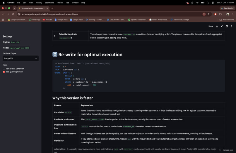 SchemaGenie: AI SQL Architect & Performance Optimizer – screenshot 7