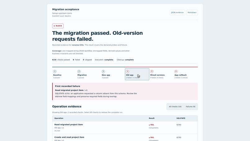 Migration Release Acceptance – screenshot 1