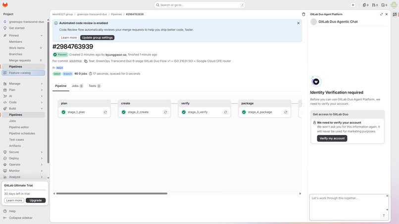 GreenOps Transcend Duo: 9-Stage Autonomous Green DevSecOps – screenshot 1