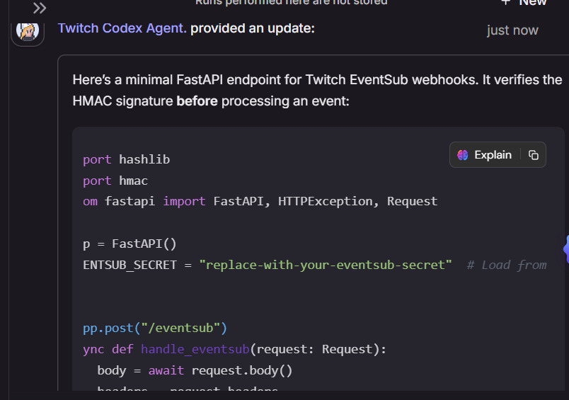 Twitch Codex Agent – screenshot 1