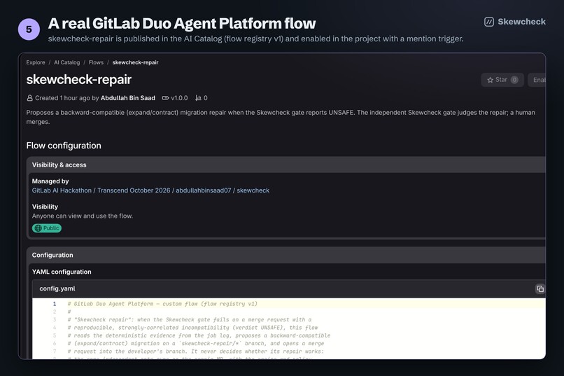 Skewcheck: migration gate with a GitLab Duo repair agent – screenshot 5