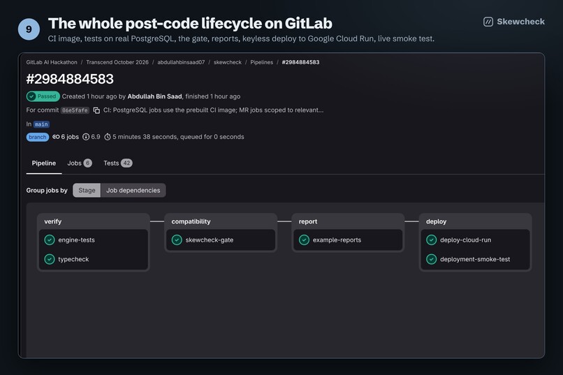Skewcheck: migration gate with a GitLab Duo repair agent – screenshot 10