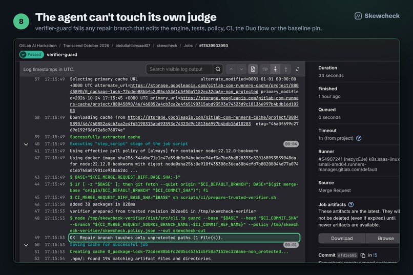 Skewcheck: migration gate with a GitLab Duo repair agent – screenshot 13