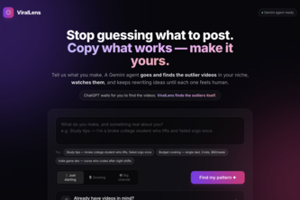 ViralLens: Generating Non AI YouTube ideas from Inspirations