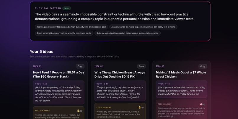 ViralLens: Generating Non AI YouTube ideas from Inspirations – screenshot 4