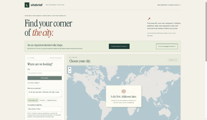 Sitebrief: Data-backed site selection for restaurants – screenshot 1