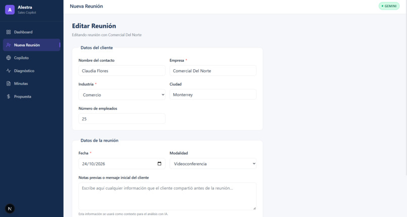 Alestra Sales Copilot – screenshot 1