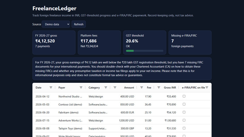 FreelanceLedger – screenshot 3