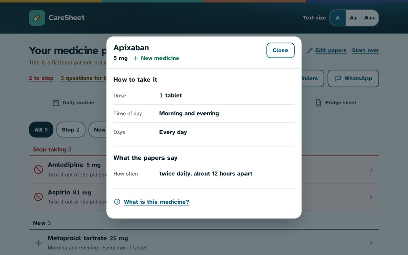 CareSheet – screenshot 2