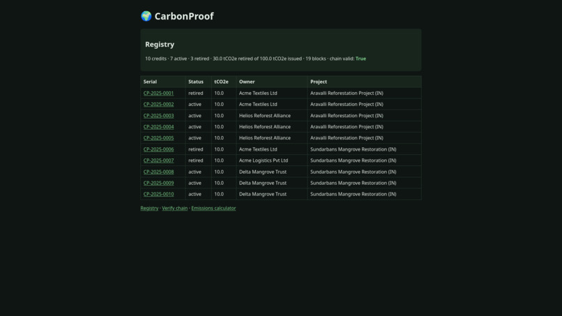 CarbonProof – screenshot 2