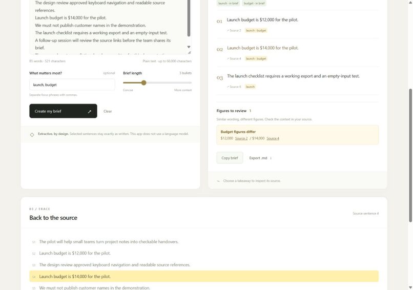TraceBrief – screenshot 1