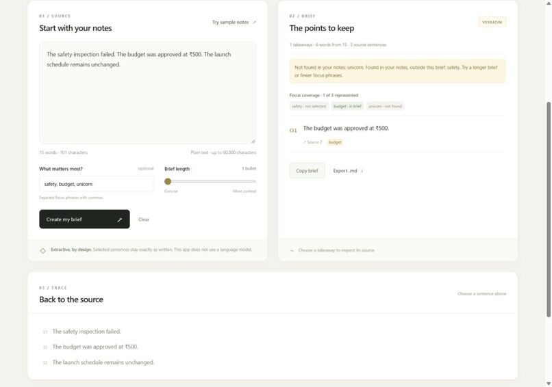 TraceBrief – screenshot 2