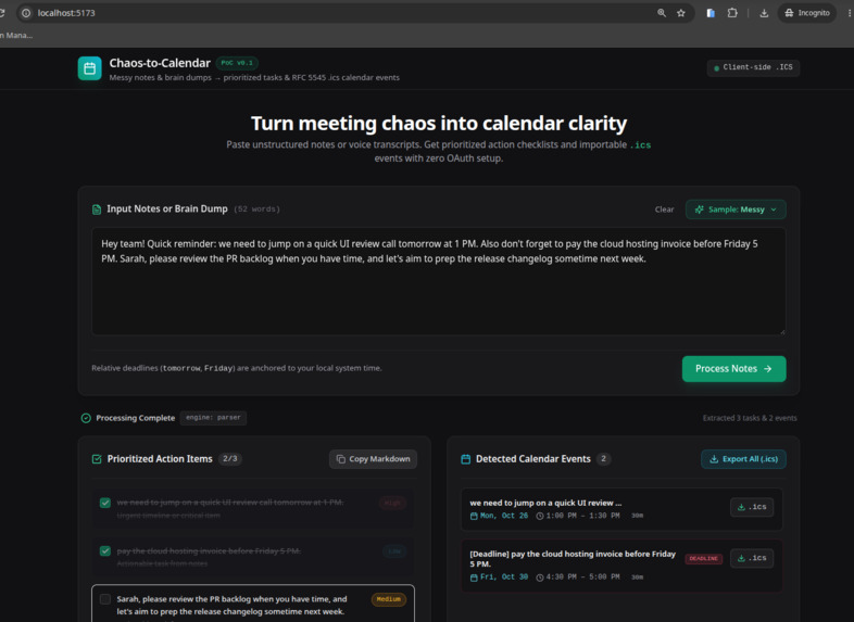 Chaos-to-Calendar – screenshot 1