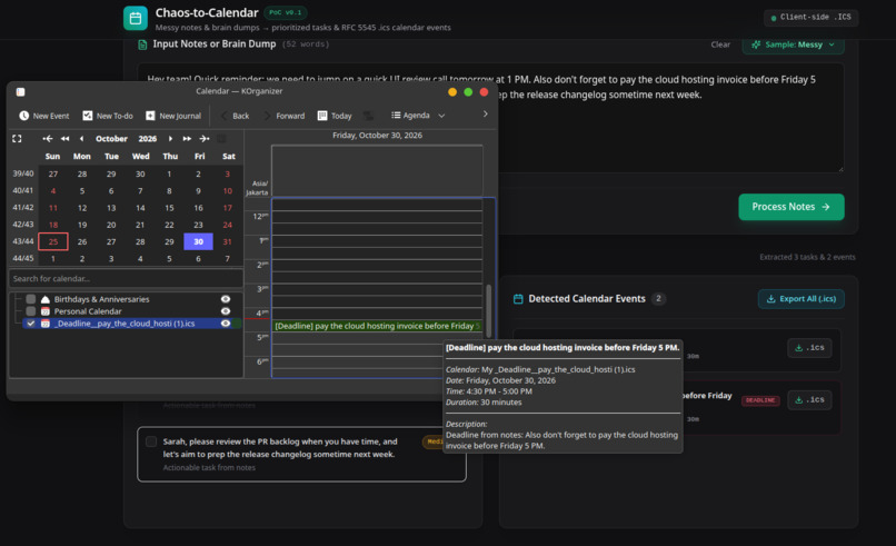 Chaos-to-Calendar – screenshot 2