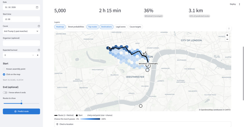 London Protest Predictor – screenshot 1