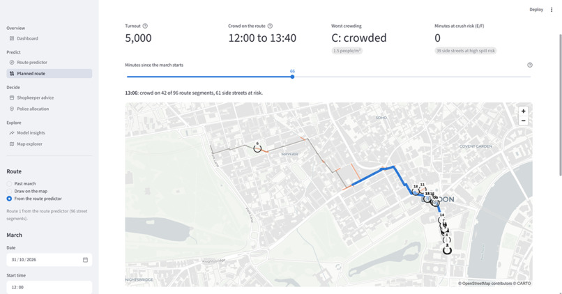 London Protest Predictor – screenshot 2