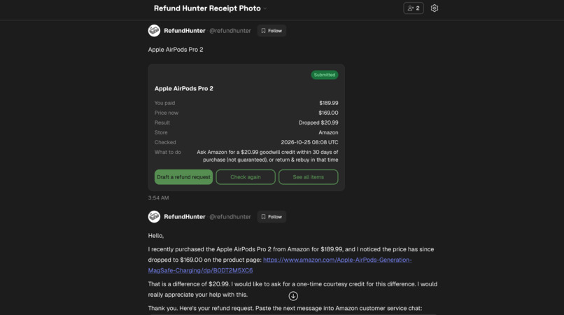 RefundHunter – screenshot 2