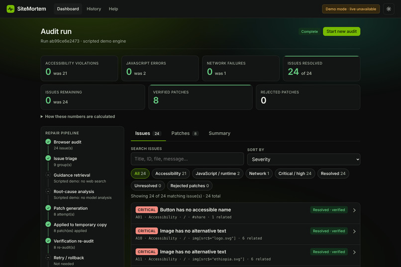 SiteMortem – screenshot 3