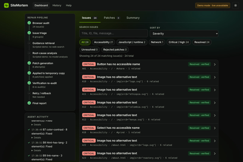 SiteMortem – screenshot 4
