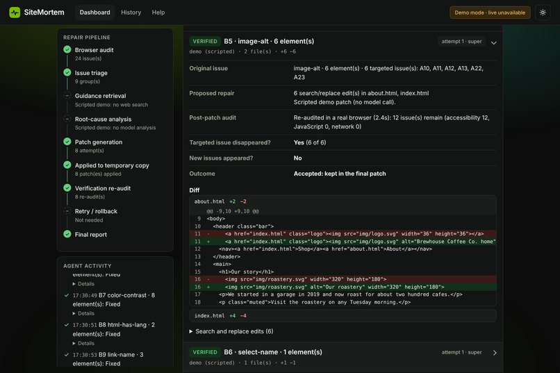 SiteMortem – screenshot 5
