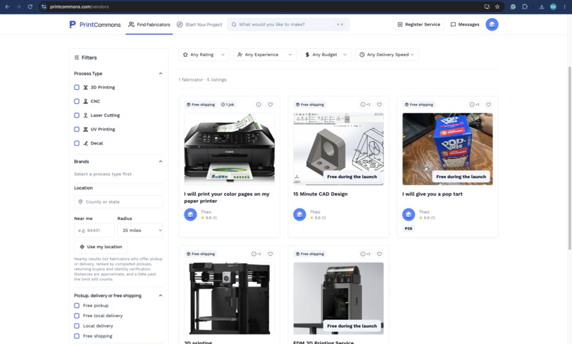 Printcommons.com - Cal Hacker Machine Service Marketplace – screenshot 5