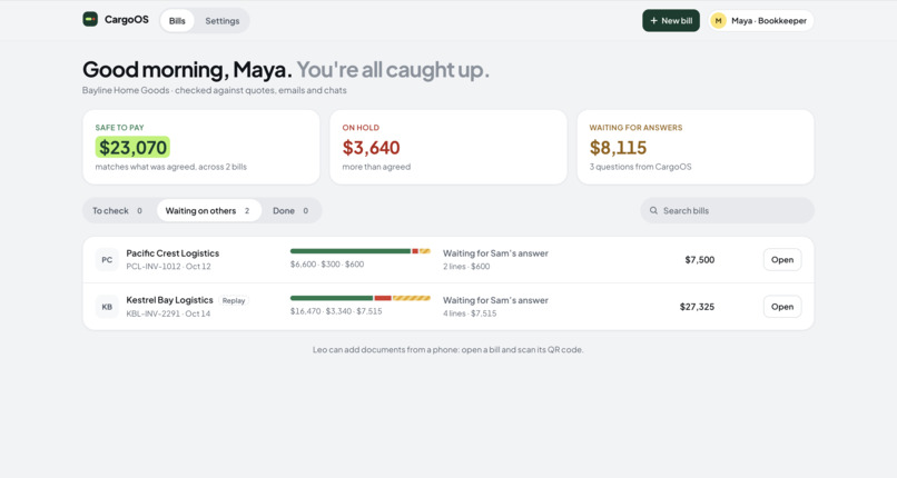 CargoOS – screenshot 3