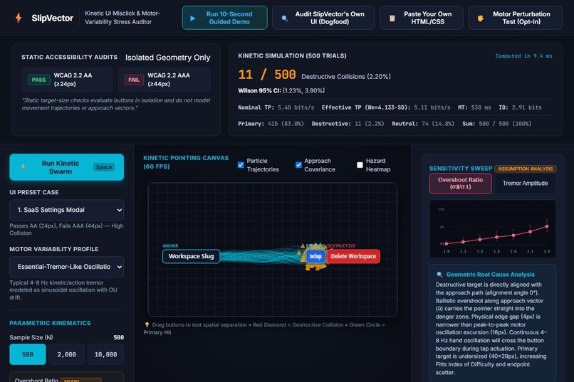 SlipVector: Browser-Native Kinetic UI Auditor – screenshot 1