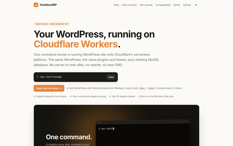 HostlessWP – screenshot 2