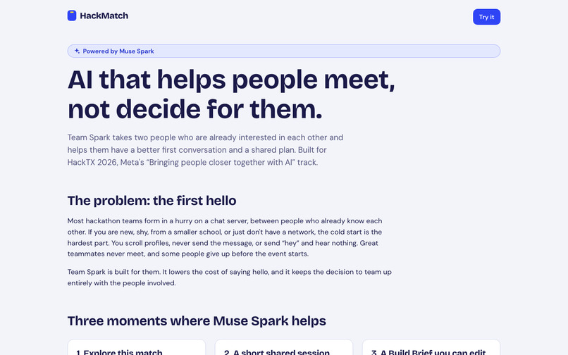 HackMatch Team Spark – screenshot 2