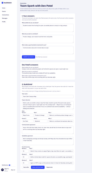 HackMatch Team Spark – screenshot 3