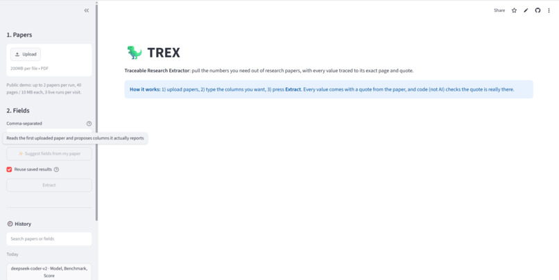 TREX: Traceable Research Extractor – screenshot 1