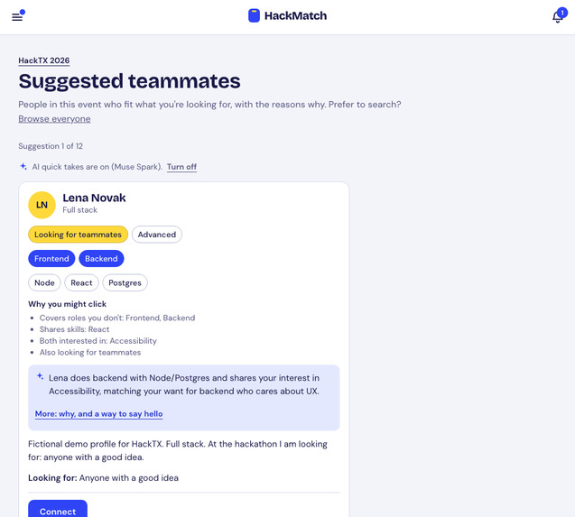 HackMatch Team Spark – screenshot 4