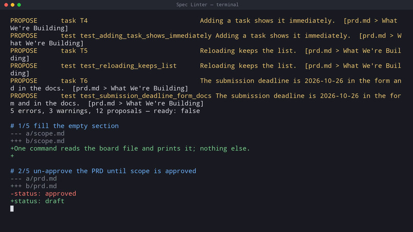 Spec Linter – screenshot 1