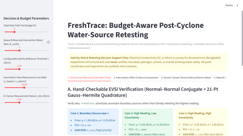 FreshTrace: Bayesian EVSI Post-Cyclone Water Retesting – screenshot 6