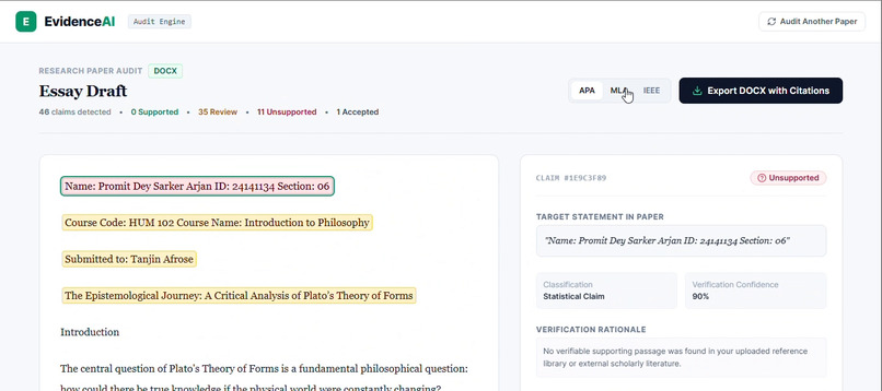EvidenceAI: Academic Evidence Auditor – screenshot 3