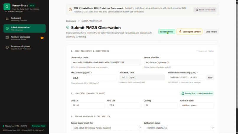 SensorTrust: Environmental Data Integrity – screenshot 1