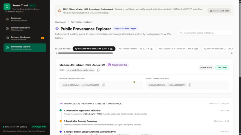SensorTrust: Environmental Data Integrity – screenshot 2