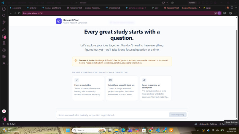 ResearchPilot: AI Research Planning Mentor – screenshot 1