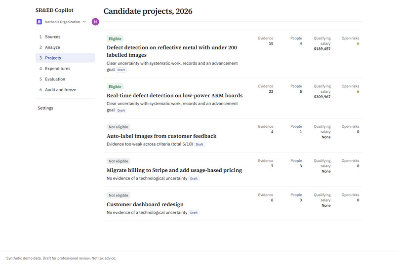 SR&ED Copilot – screenshot 2