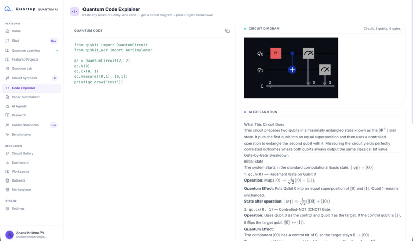 Quortup: Learn, Build & Simulate Quantum Computing with AI – screenshot 2