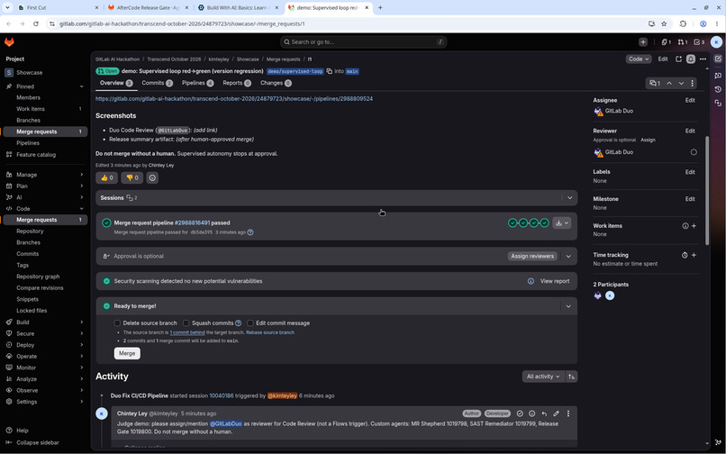AfterCode: Post-code loop on GitLab Duo + CI – screenshot 1