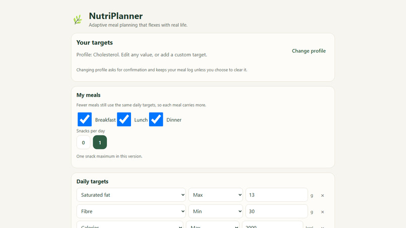 NutriPlanner – screenshot 2