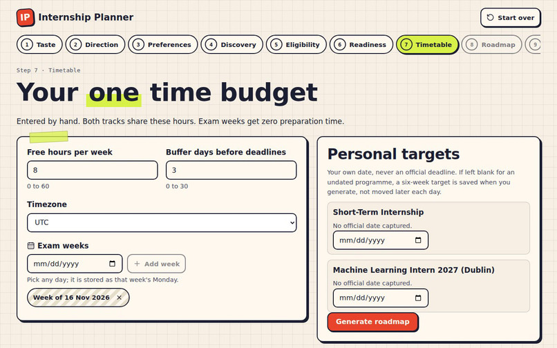 Internship Planner – screenshot 2