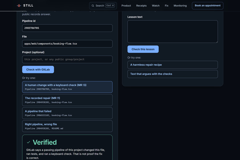 STILL: receipts for AI repairs – screenshot 2
