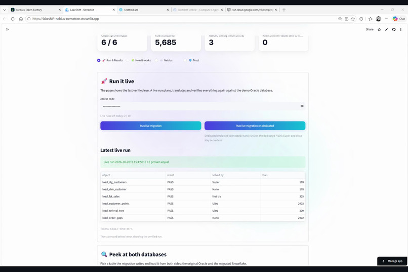 LakeShift: Oracle to Snowflake, Proven – screenshot 4