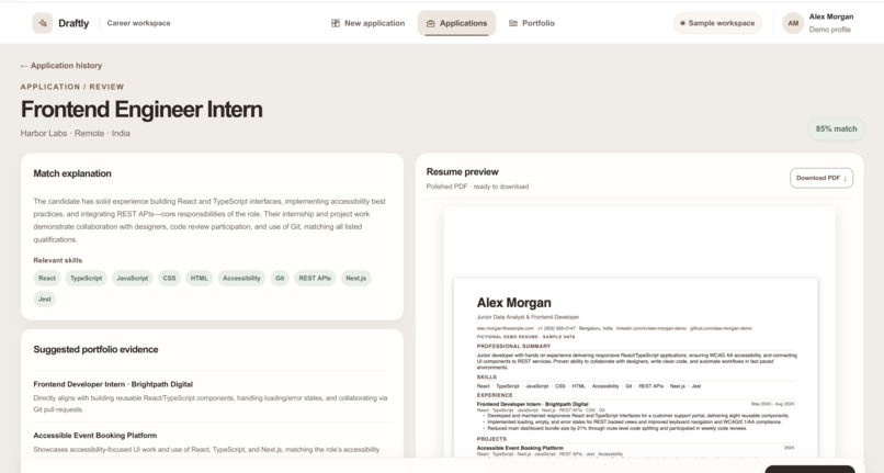 Draftly – AI Job Application Assistant – screenshot 6